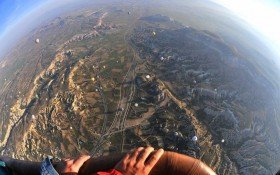 Flying with hot air balloon in Cappadocia